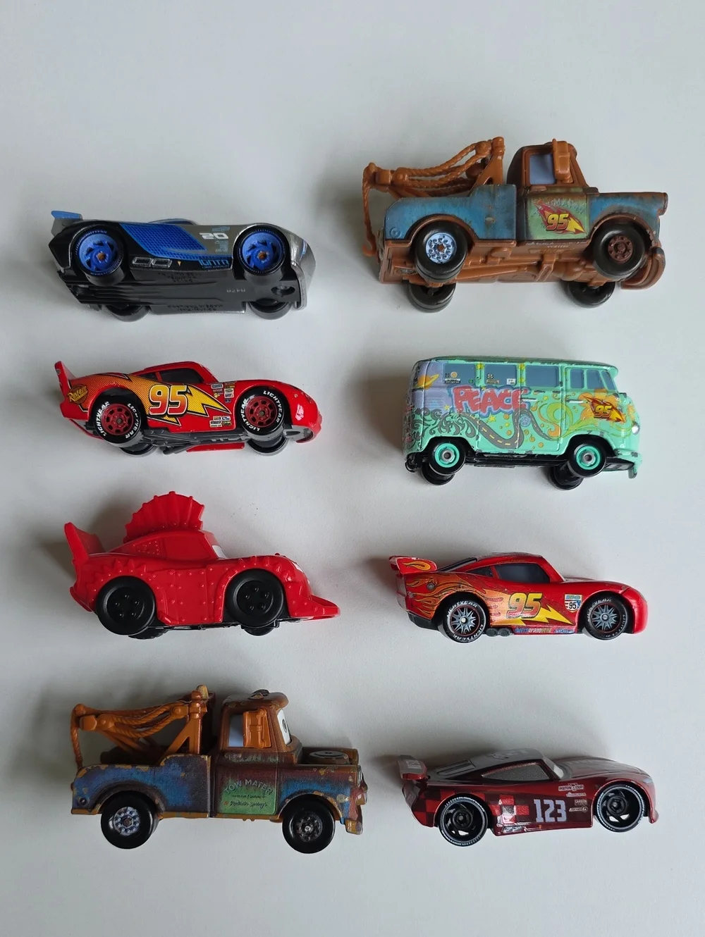 Disney Pixar Cars Lightning McQueen, Tow Mater, Fillmore, And Race Cars Lot Of 8